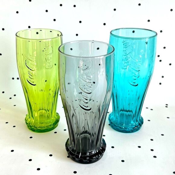 🖤 Coca Cola 🖤 collectible glasses set rare McDonalds edition Germany 2011 blue